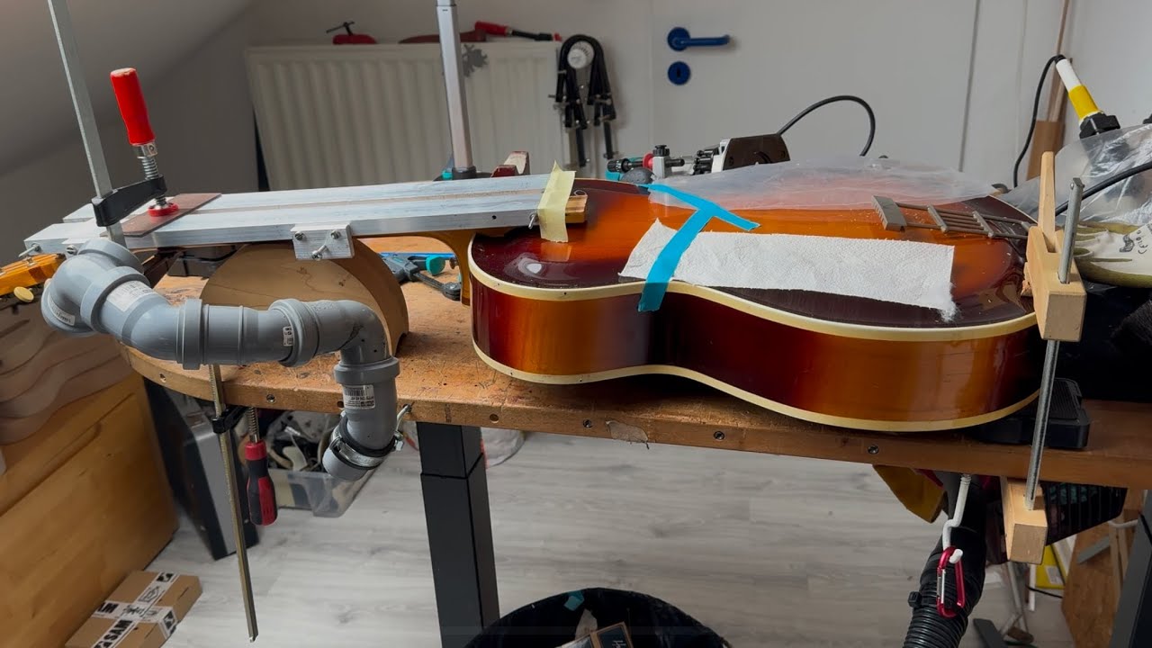 1957 Roger Junior CA restoration video - installing a trussrod on a vintage guitar