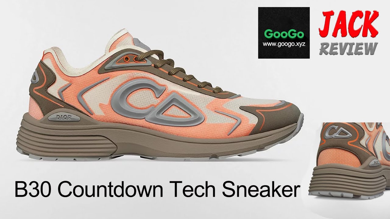 DIOR B30 COUNTDOWN TECH SNEAKER BROWN AND ORANGE FABRIC GRAY RUBBER BEIGE SEMI-TRANSPARENT N30NYLON