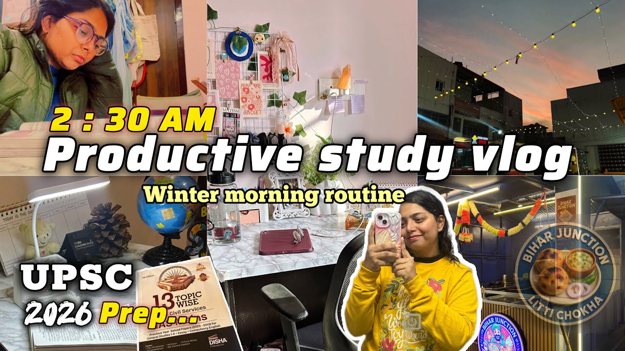 Woke up at 2:30 am in winter to study for UPSC | Manage studies with business #studyvlog 