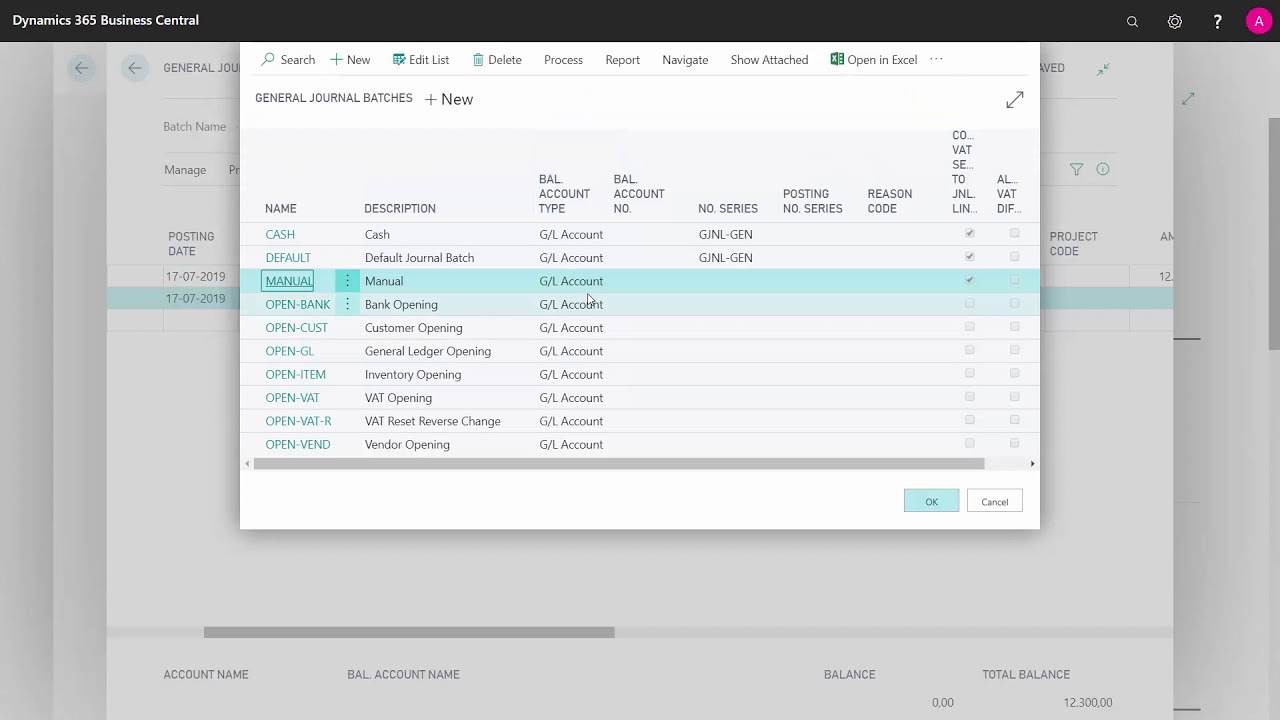 Opening the Balance for GL - Microsoft Dynamics 365 Business Central
