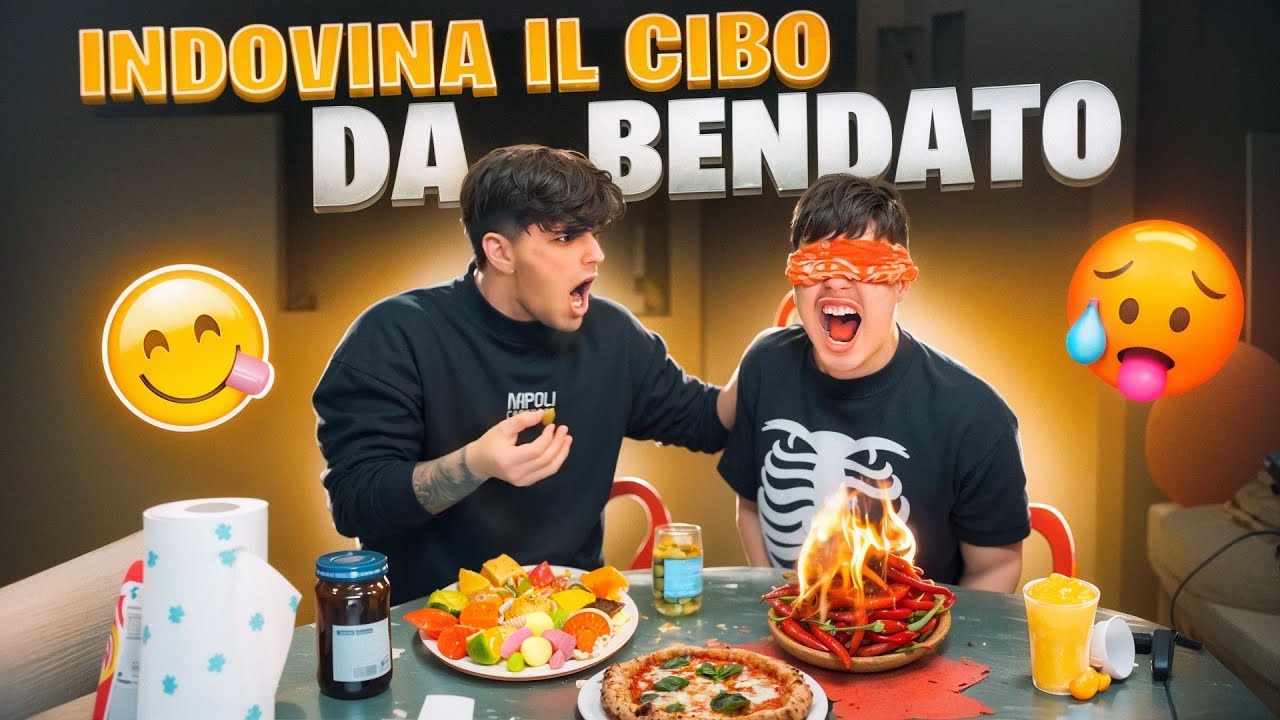 INDOVINA IL CIBO DA BENDATO CHALLANGE CON MIO FRATELLO 🥵🍔( FINITO MALE )😱