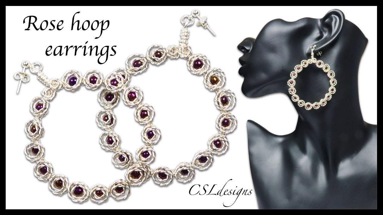 Rosebud wirework hoop earrings
