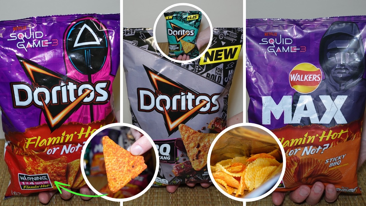 Squid Game - 3 - Doritos & Walkers- Flamin Hot or Not Challenge + Tingy Vinegar Blast/BBQ Sweet Tang