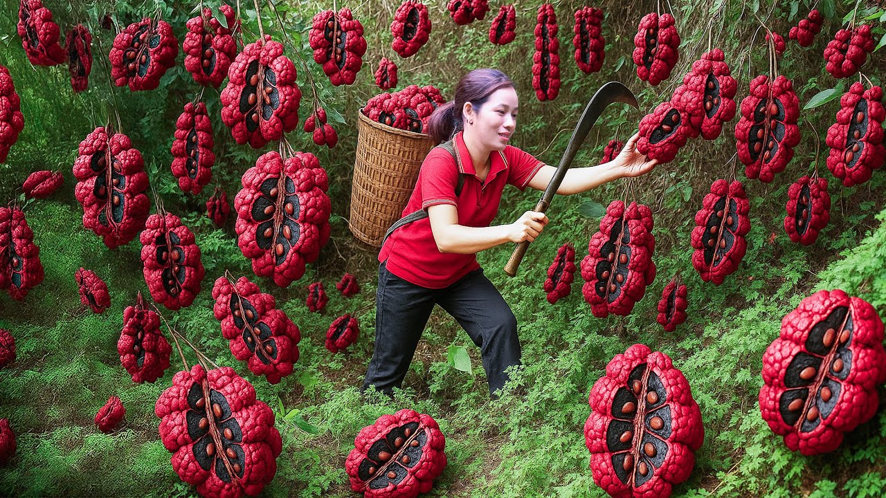Harvesting Wild Red Ambarella to Sell at Market – Making the World’s Sourest Ambarella Salad