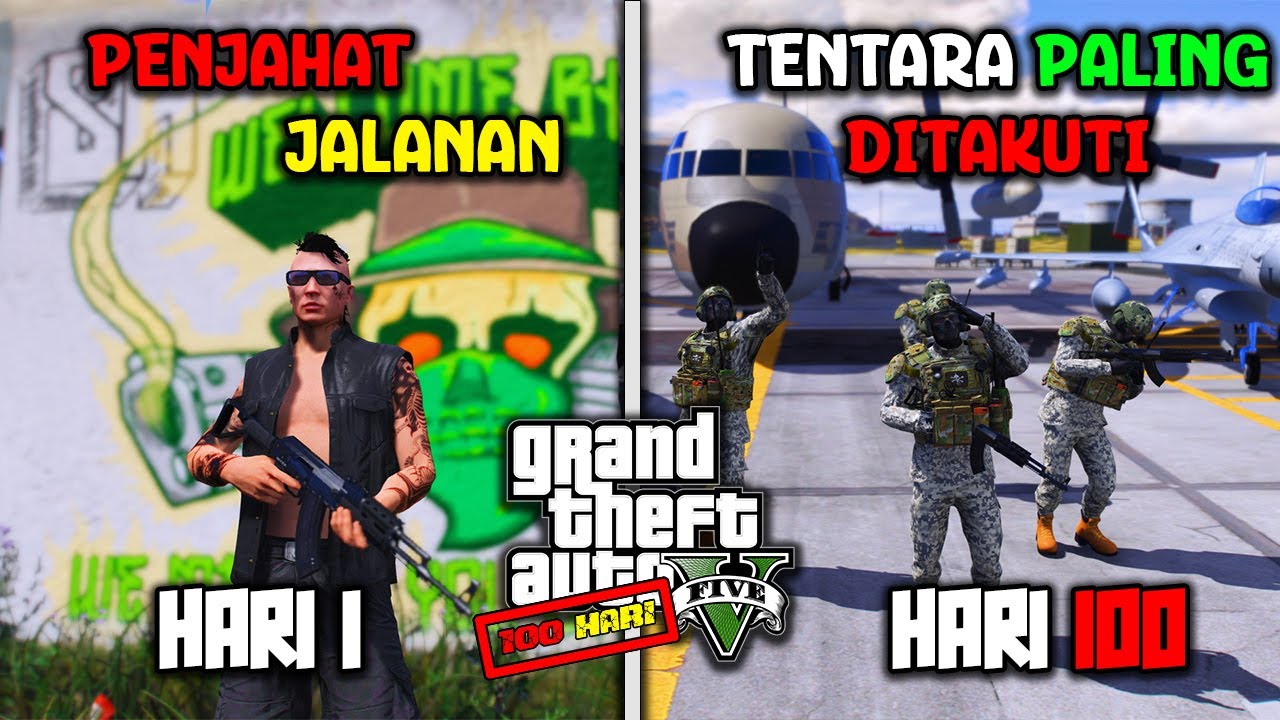 100 HARI DI GTA 5 DARI PENJAHAT SAMPAI MENJADI TENTARA PALING DITAKUTI DI GTA 5 MOD
