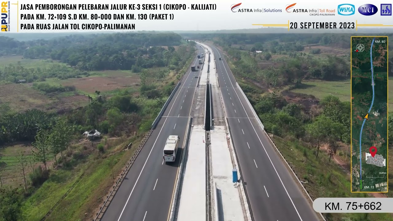 Dokumentasi Progres Pekerjaan PT Wijaya Karya di Tol Cikopo-Palimanan menggunakan Drone (20/09/2023)