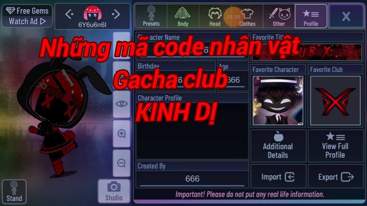 Gacha Club | Phần 3 - Những Mã Code Nhân Vật Kinh Dị Trong Gacha Club | [Sunny_NGUYỄN]