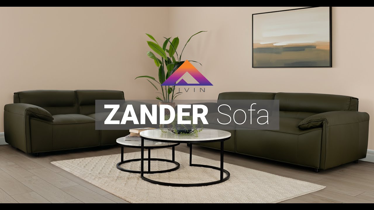 Zander 3+2 Seater Sofa | Leather Upholstered | Vivin Imports #lounge #furniture