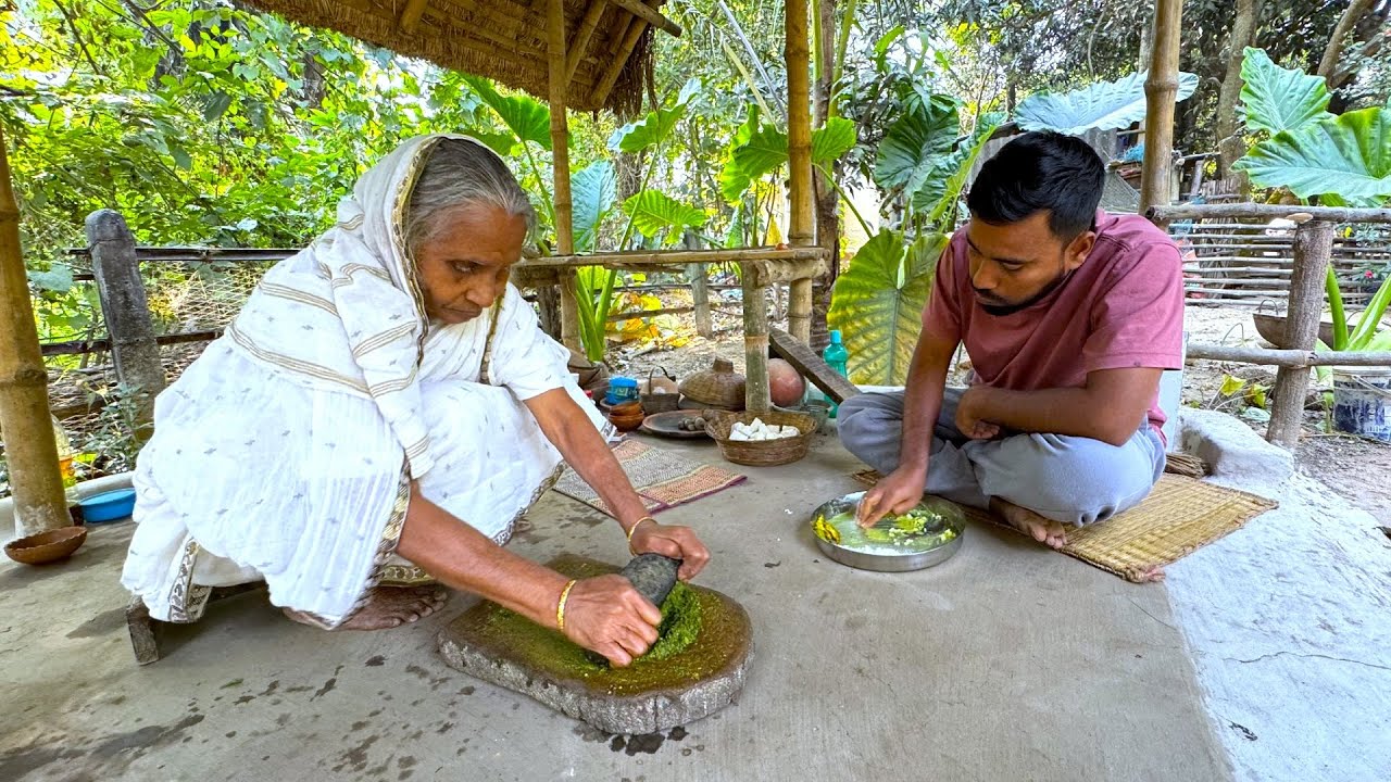 শীতের স্পেশাল নদীর চেলা মাছ দিয়ে বাগানের তাজা ধনেপাতা বাটা সঙ্গে লাউ ডগা রান্না | villfood recipes
