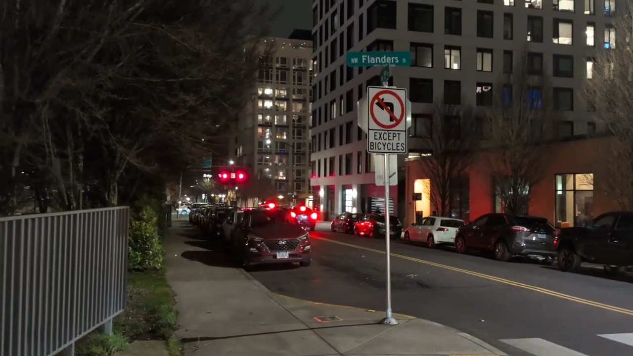 Walking Across the Ned Flanders Crossing in Portland Oregon in NW 