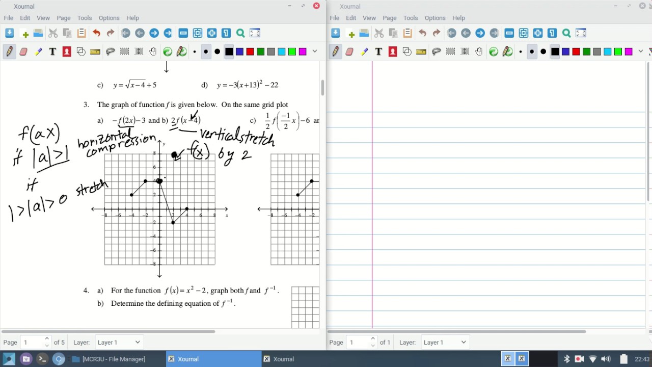 FULL Grade 11 Exam Review: Transformations on f(x) and finding f-inverse!