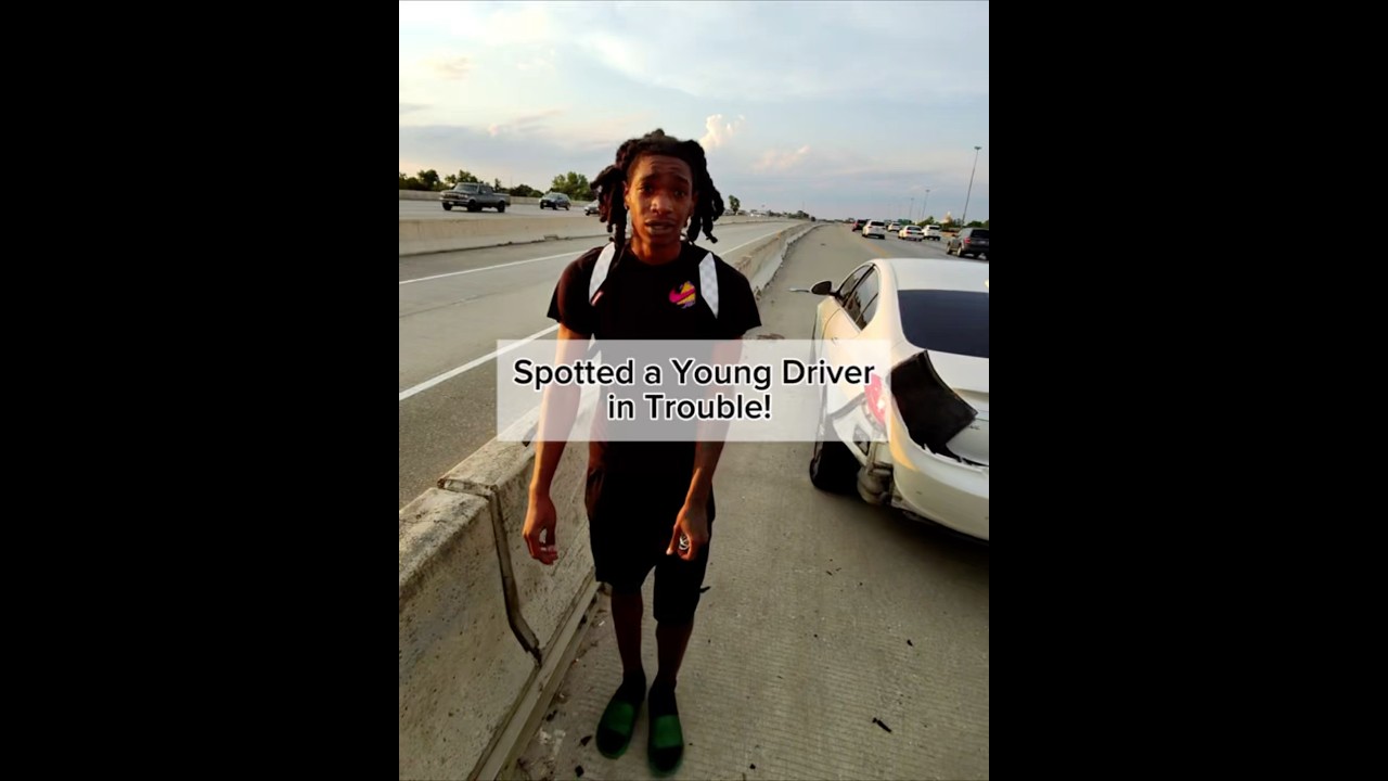 I Spotted A Young Driver in Trouble, While Stuck In The Fast Lane #help #fyp #gofundme #dangerous