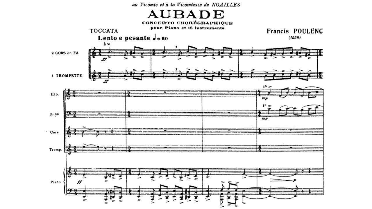 [Full Score] Poulenc - Aubade, FP 51 (for piano and 18 instruments)