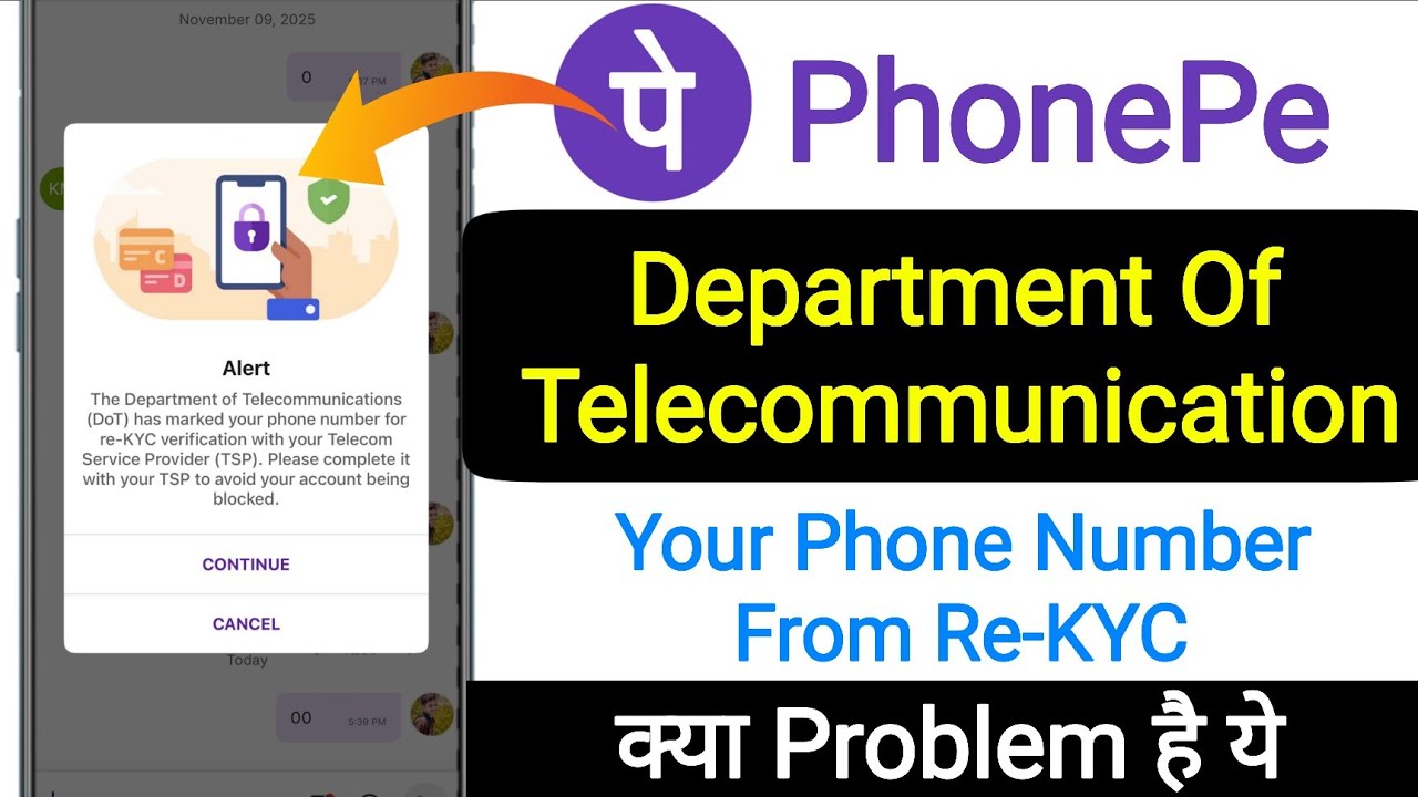 PhonePe Alert! The Department of Telecommunications (DoT)has marked your phone number for Re-KYC Fix