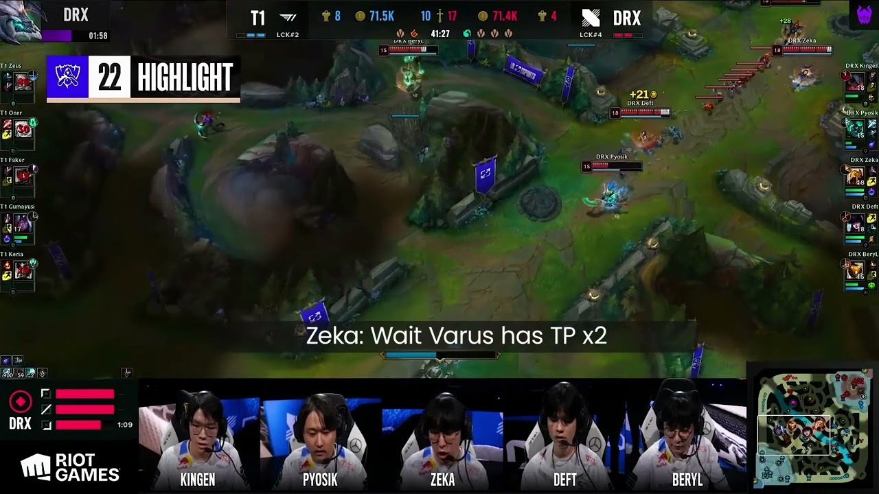 DRX voice comms moments before winning T1 vs DRX in English - Worlds 2022