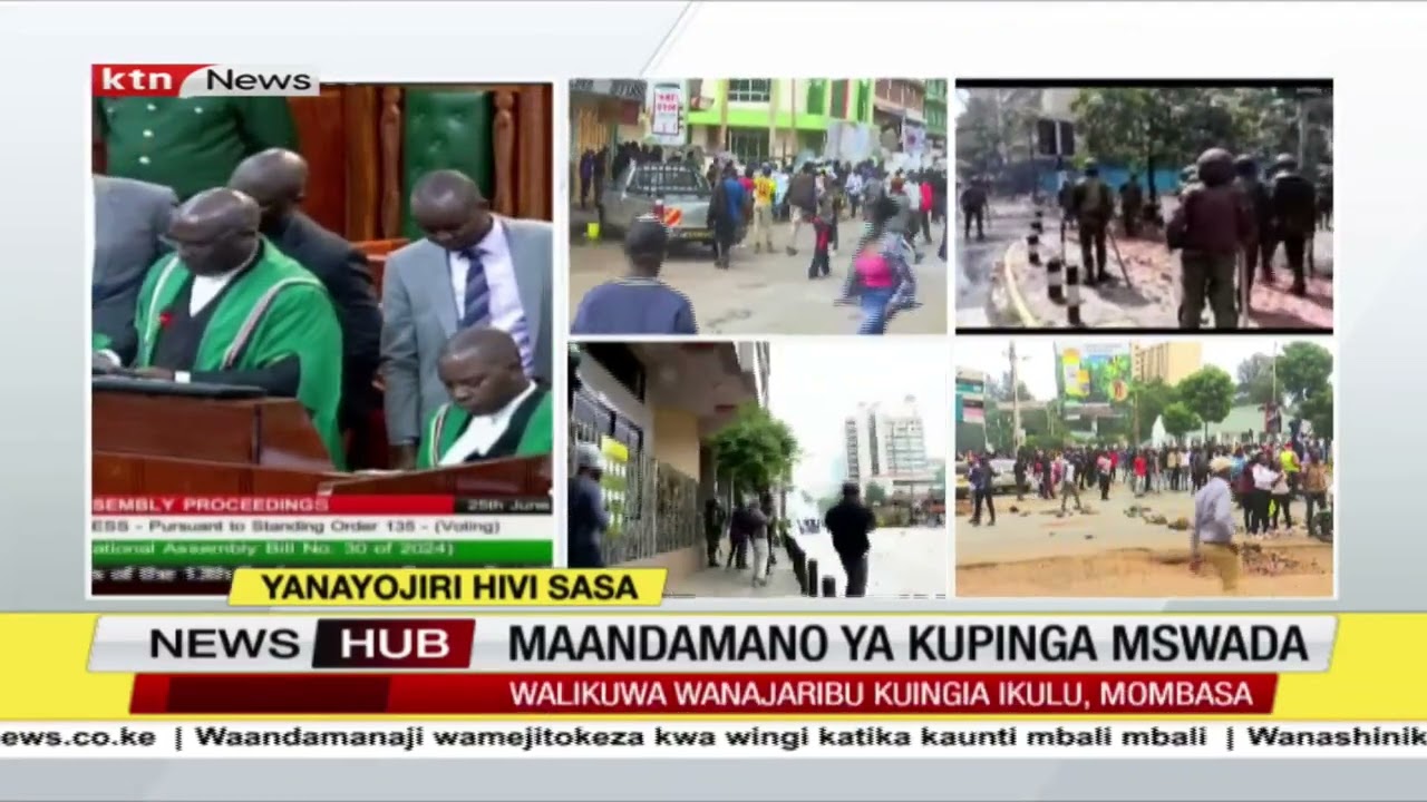 Reject Finance bill protestors throw stones at polices officers  in Nairobi CBD