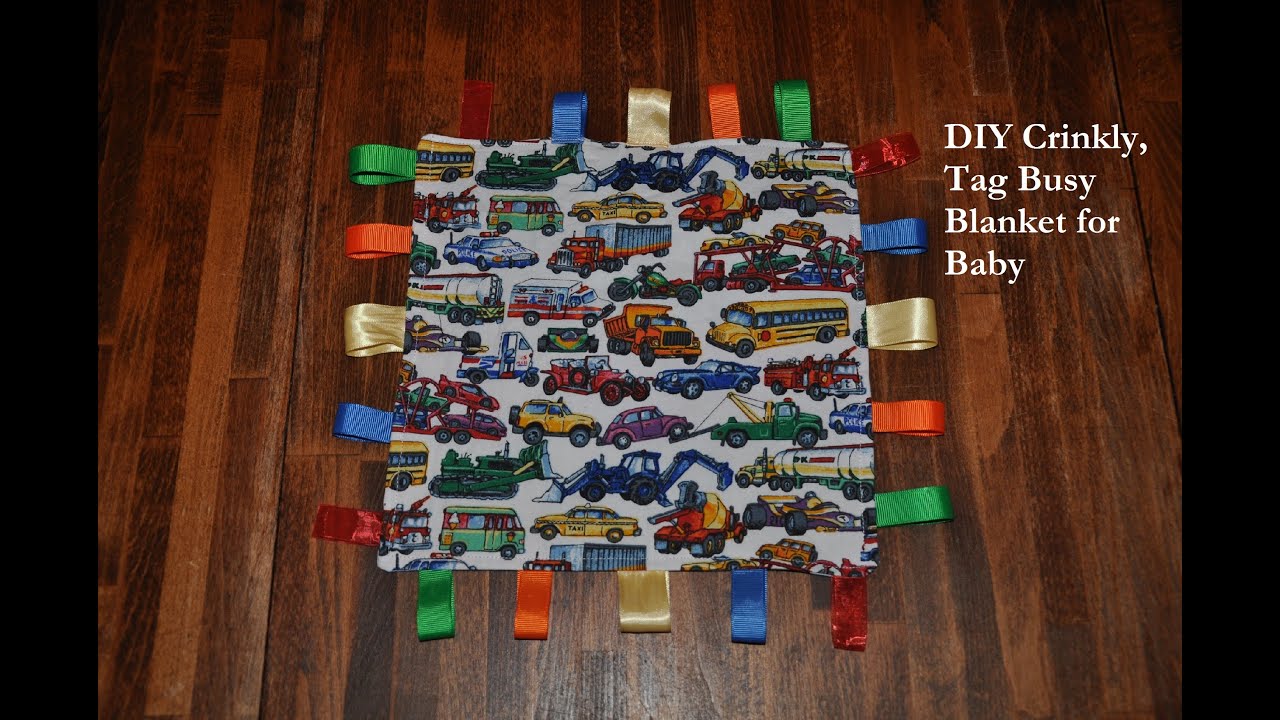 DIY Crinkly, Tag (taggie) Busy Blanket for Baby Tutorial