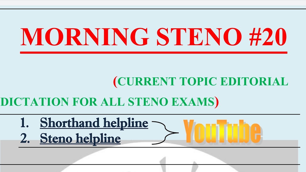 Morning Steno #20 | @PrimeSteno    Anchal Dubey