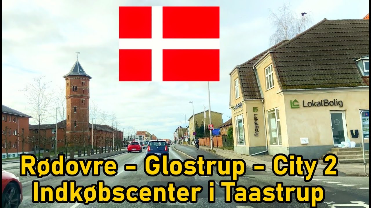 Rødovre - Glostrup - City 2 Indkøbscenter i Taastrup - Driving in Denmark - 4k UHD 60fps