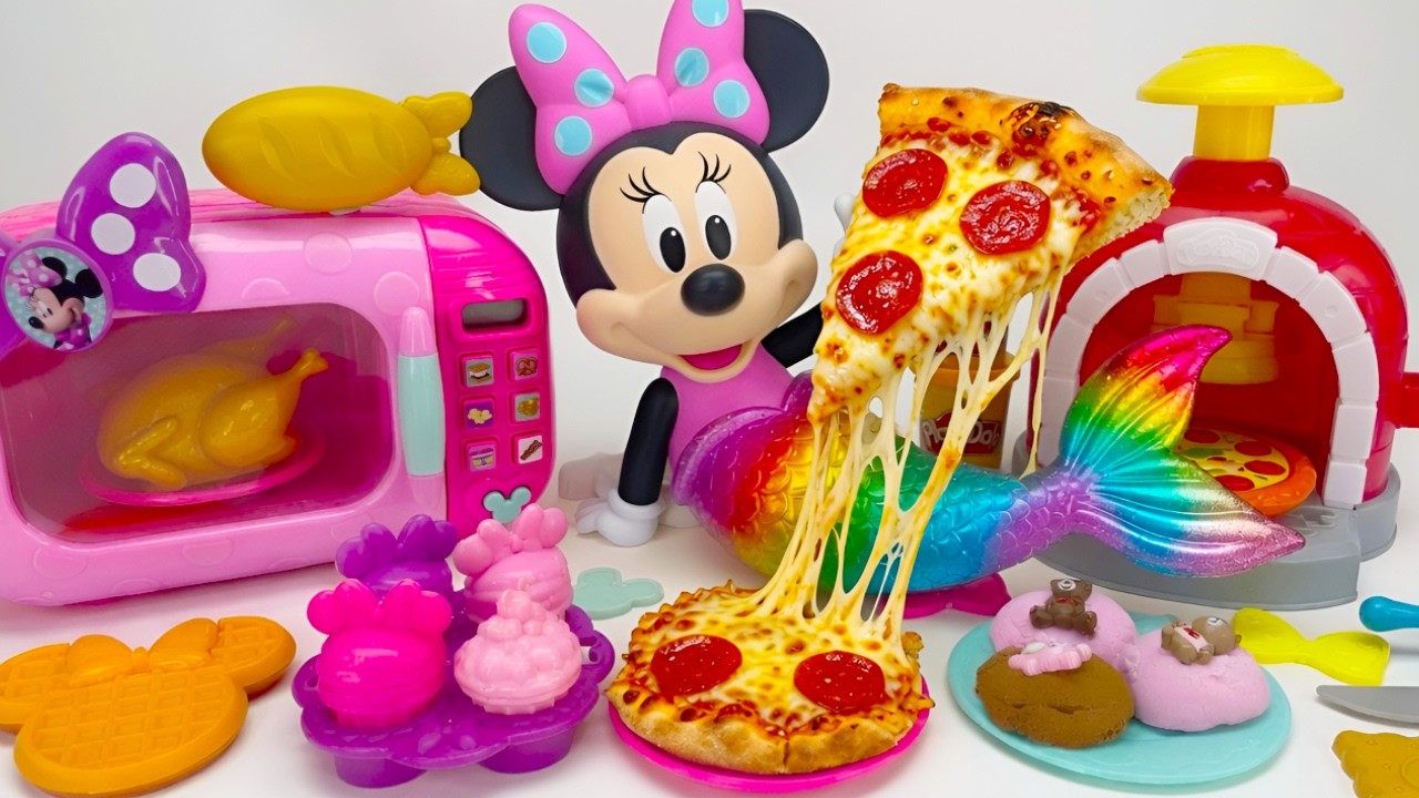 Minnie Mouse 2026🎀 Set Unboxing Mermaid Pizza Oven & Kitchen Collection Disney ASMR