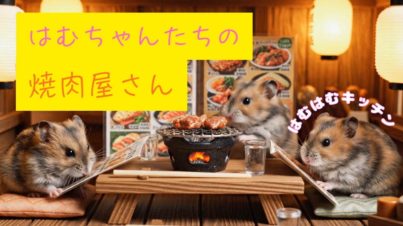 ハムちゃんたちのちいさな焼肉屋さん 🐹🔥Hamsters at a Tiny Yakiniku Restaurant#ハムスター #ミニチュア #AI動画 #動物 #焼肉 #ハムスタークッキング