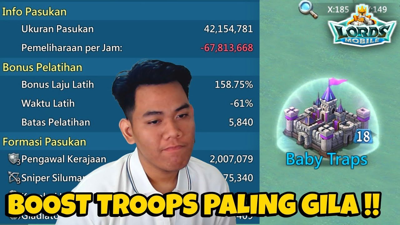 Baby Traps CT 18 Boost Troops Menuju 50M Pasukan!! Super Gila Baby Traps - Lords Mobile