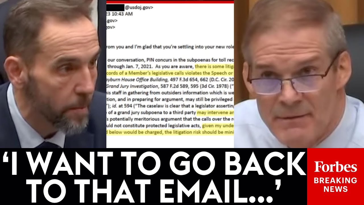 Jim Jordan Confronts Jack Smith With Key Email Concerning Targeting Republicans' Phone Records