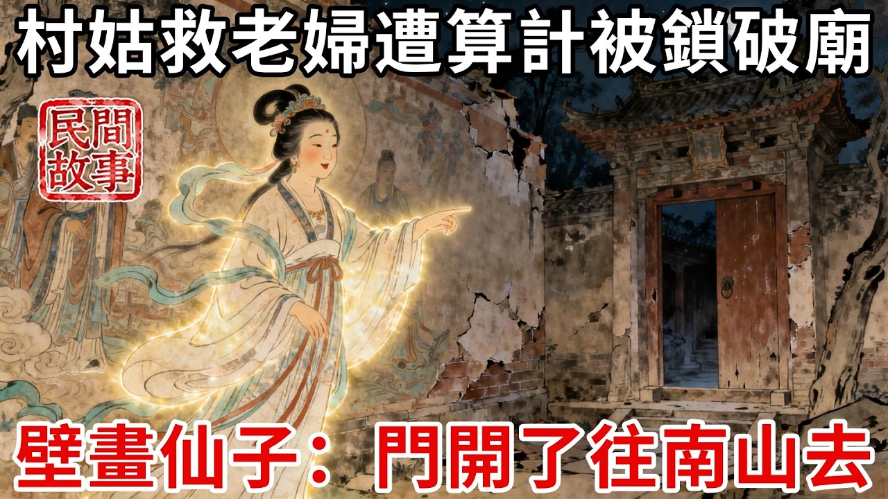 村姑救下落難老婦反遭算計，被鎖破廟等死，深夜墻上壁畫仙子輕聲：門開了，往南山去，有人在等你！#民間故事 #傳統文化 #原創虛構 #華語有聲書 #槐樹下聽書