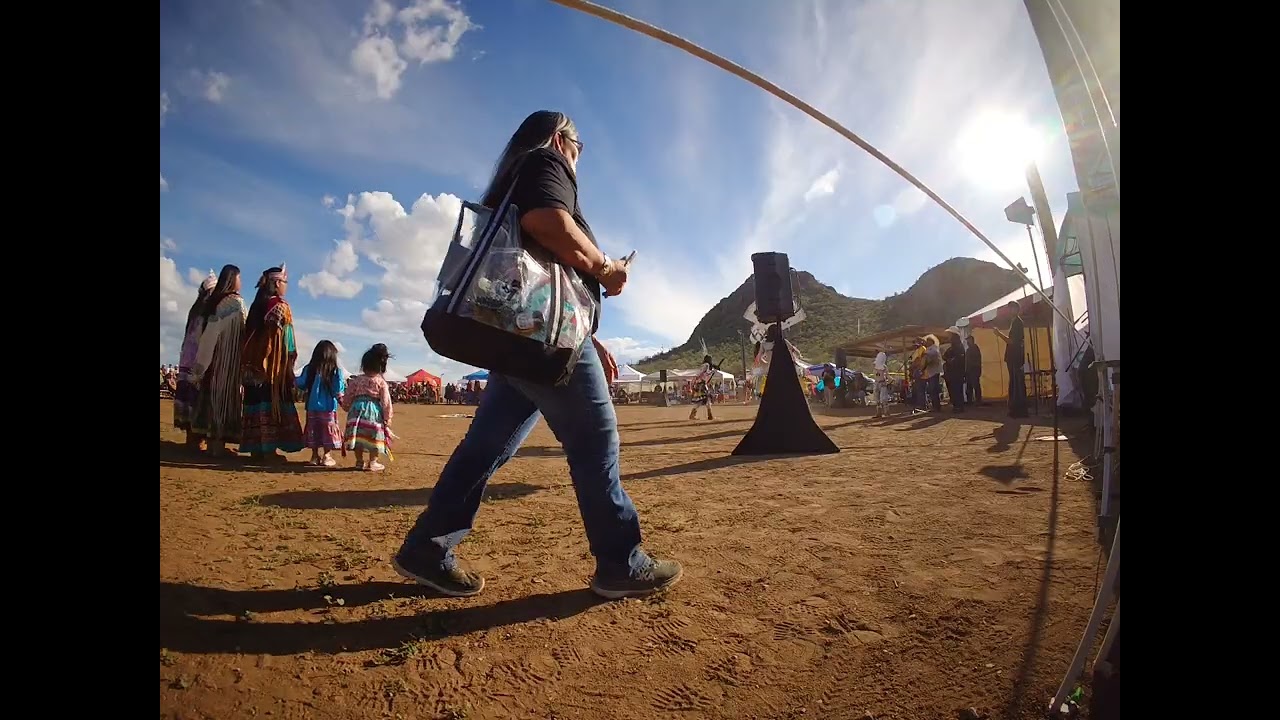 San Carlos Apache Royalty dancing with Apache Toddlers.  