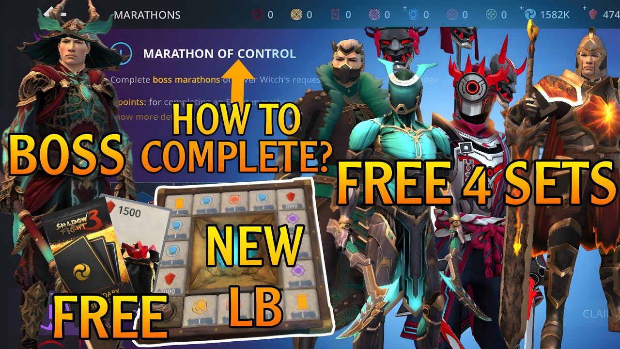 Shadow fight 3: throne race event: free 4 sets , control lost bosses are back, free gems