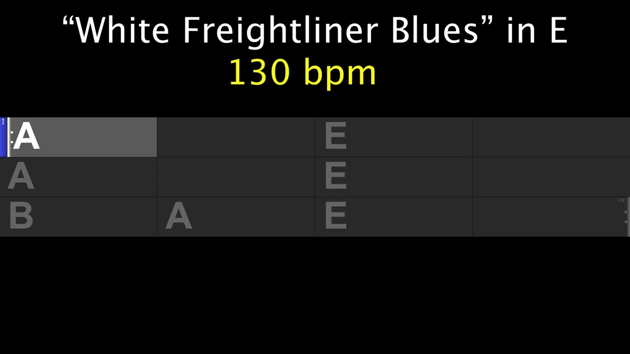 White Freightliner Blues Bluegrass backing track in E 130 bpm
