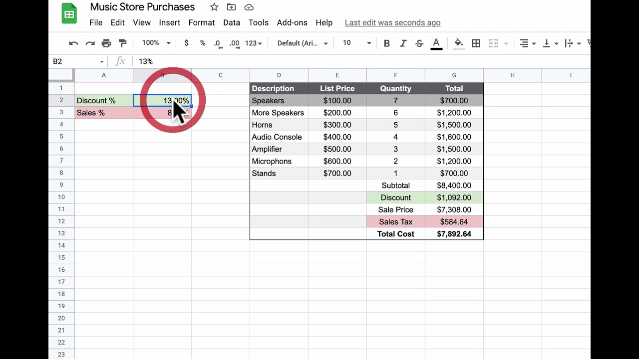 Purchases on Google Sheets
