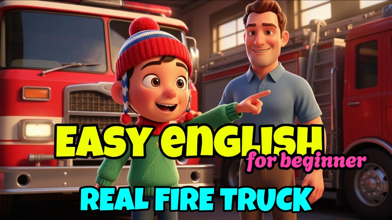 Fire Station Tour! - Ben Sees a Real Fire Truck - Easy English Story| #easyenglish