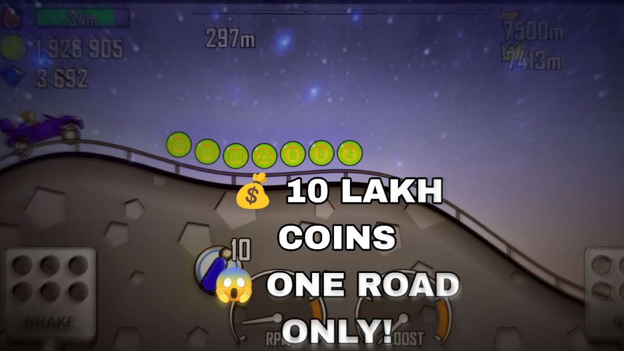 🔥 Can I Collect 10,00,000 Coins in ONE Road?! Insane Challenge in Hill Climb Racing!
