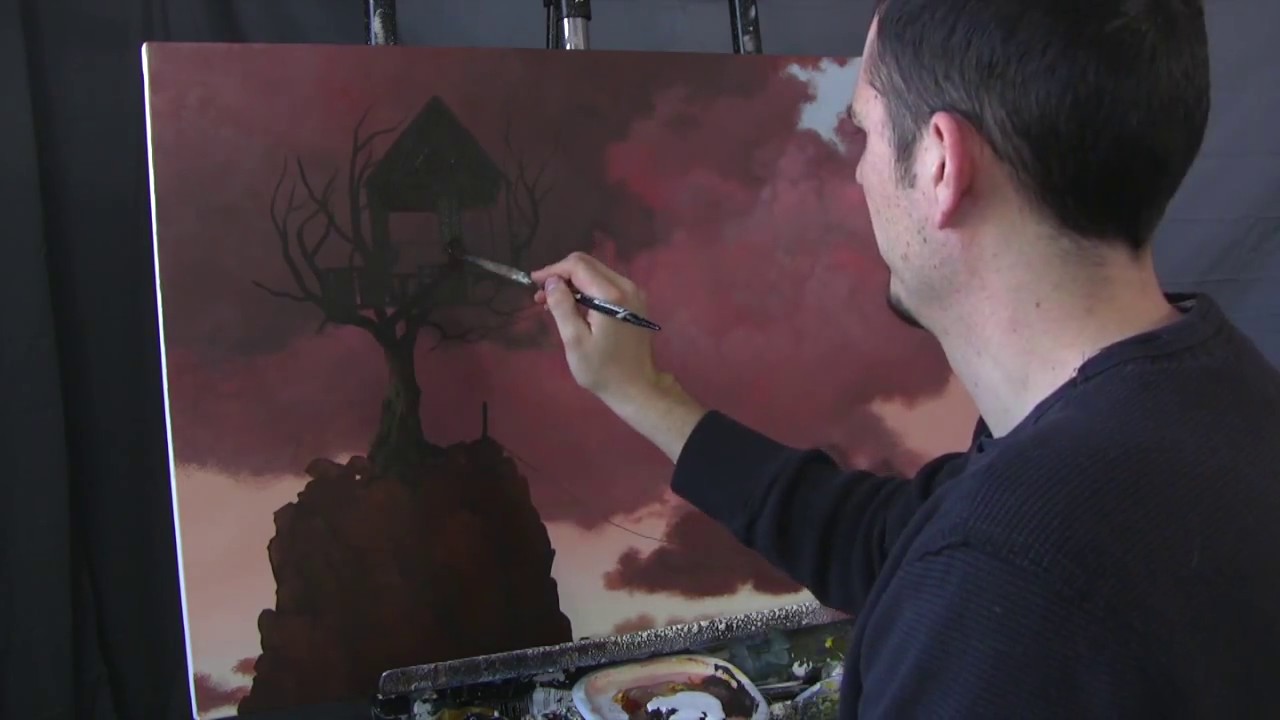 Time Lapse surreal landscape painting Meet Me At The Tree by Tim Gagnon GagnonStudio