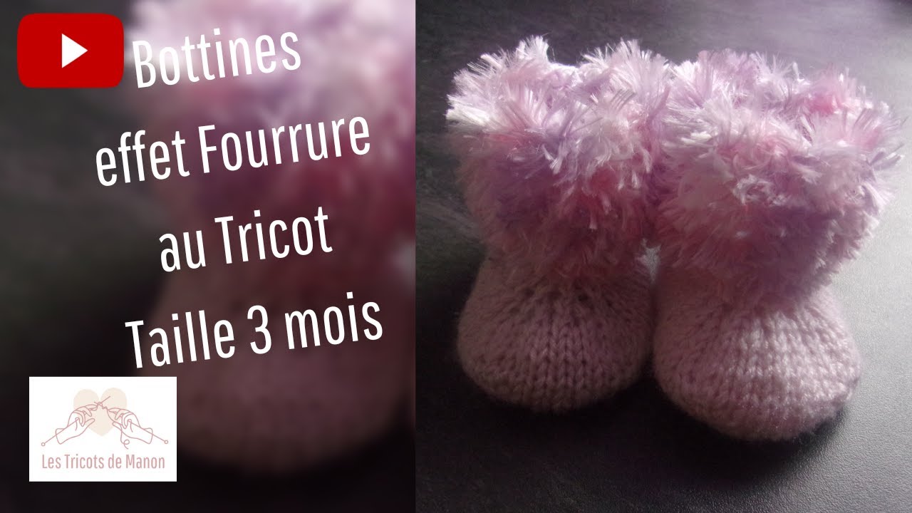 Bottines bébé 3 mois effet fourrure au tricot
