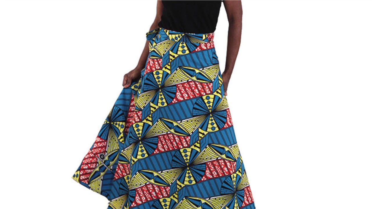 Blue luxury African print wrap skirt from Africa Imports