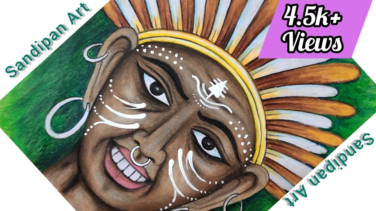 How to draw tribal art|| tribal man drawing || pastel colours drawing ||adivasi || Sandipan Art