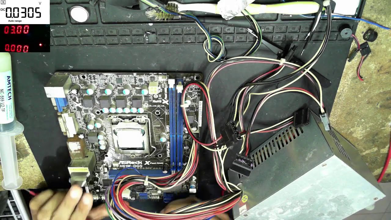 Tarjeta Madre Asrock H61m-dgs, Ic De Lan E Ic De Audio En Corto Y 3 Pines Doblados