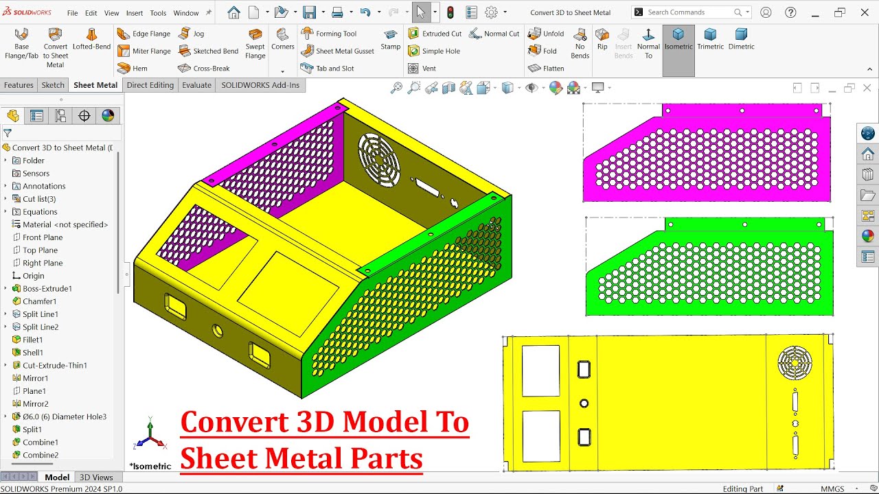 Convert 3D Model to Sheet Metal Parts with Solidworks Sheet metal Features