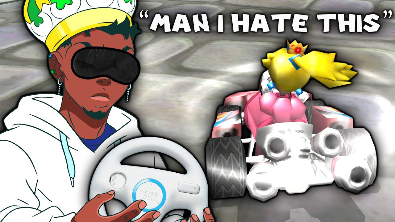 This dude has to play Mario Kart Wii Blindfolded..