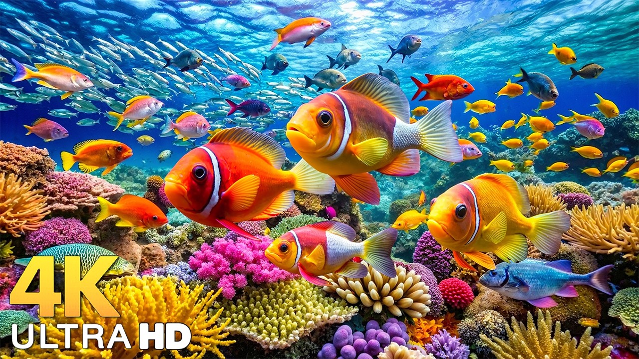 Podwodne cuda 4K &ndash; podziwiaj morskie zwierzęta w najlepszym akwarium 4K 🐳 Relaksująca muzyka do ...