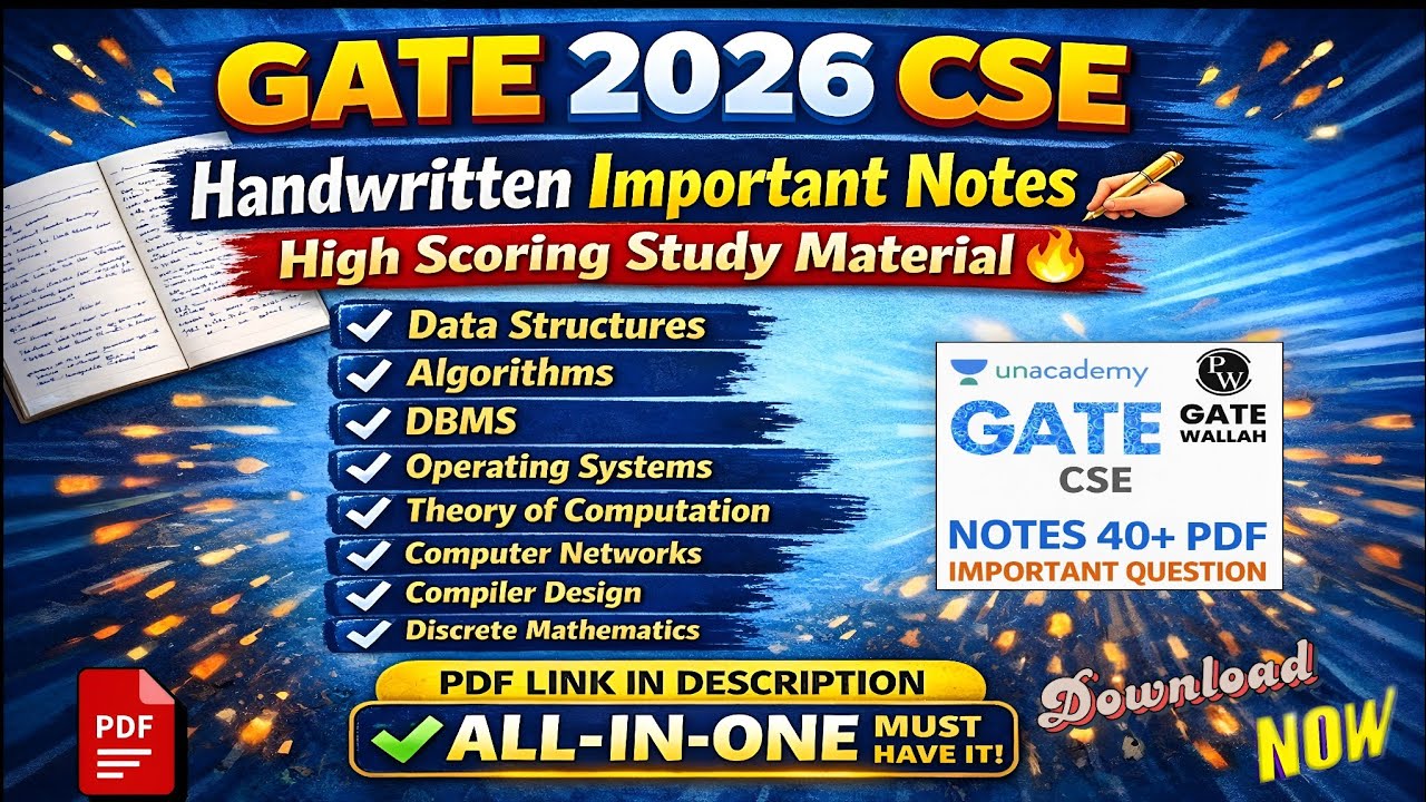 GATE 2026 CS & IT Computer Science and Engineering Notes PDF Download  | Gate exam preparation 