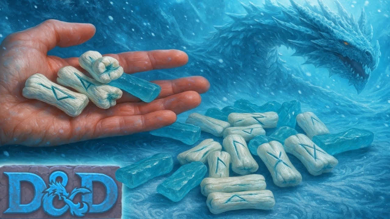 Ice & Snow Frost Dragon Themed Futhark Finger Bone Casting Runes Epoxy & Plastic || D&D Story Time 