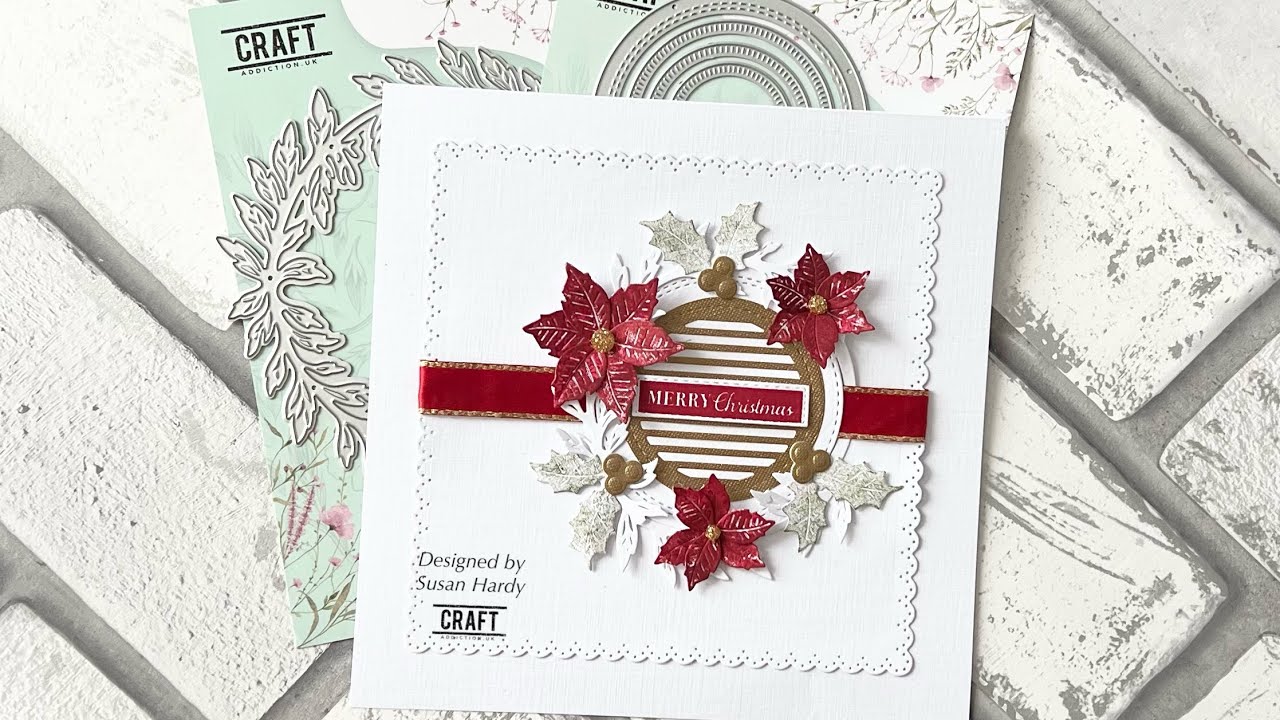 Easy … Elegant Christmas card # Craftaddictionuk # Coupon Code susan5 