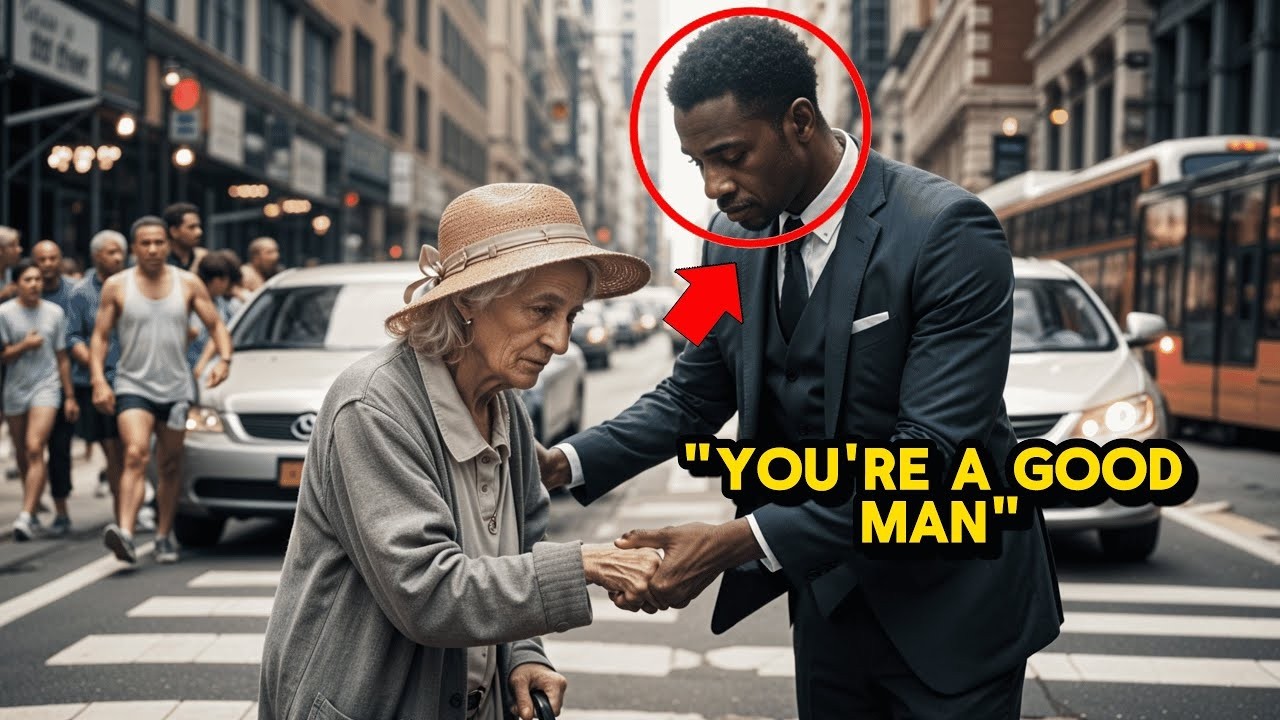 Young Man Helps Elderly Lady Cross the Street, IN RETURN SHE GIVES HIM...