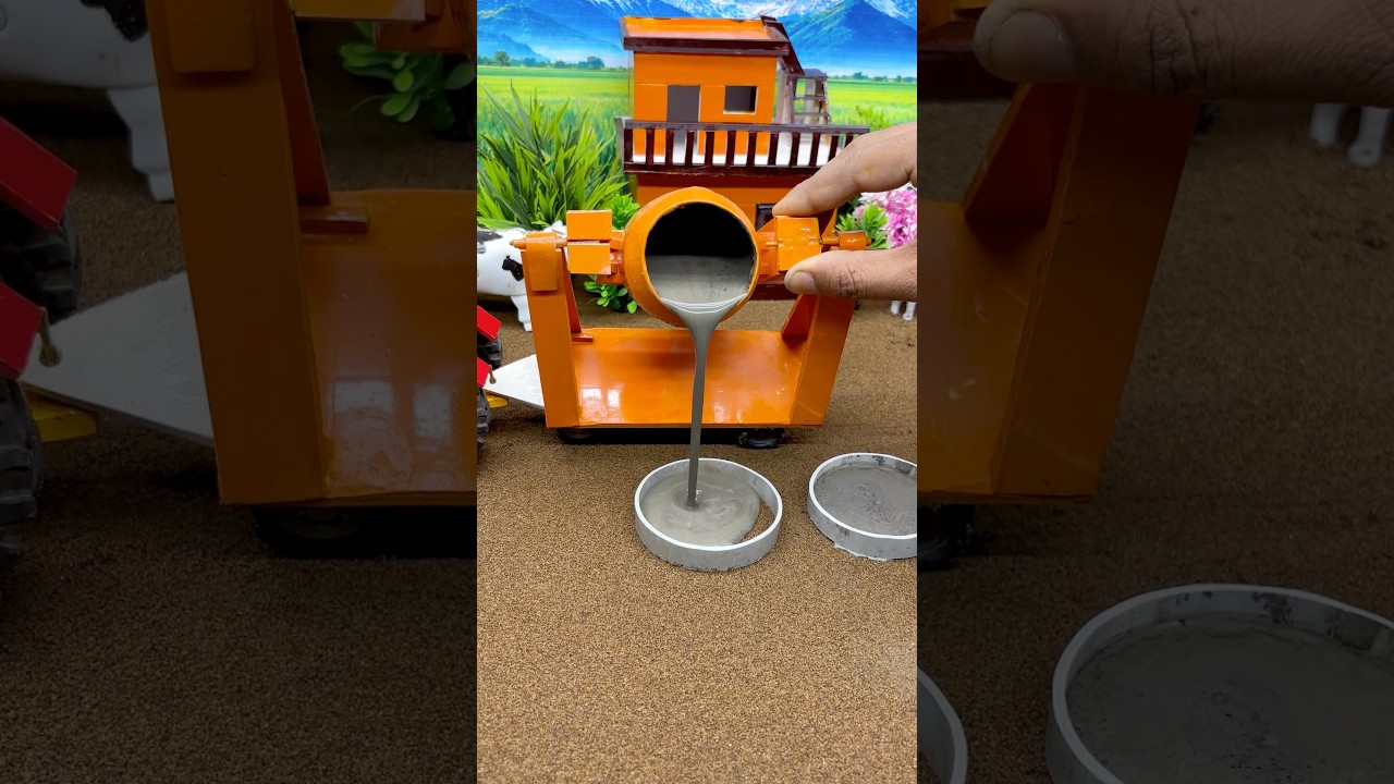🚜🔥 Diy Mini Real Working Mini TractorCement Pillar Making Machine #shorts