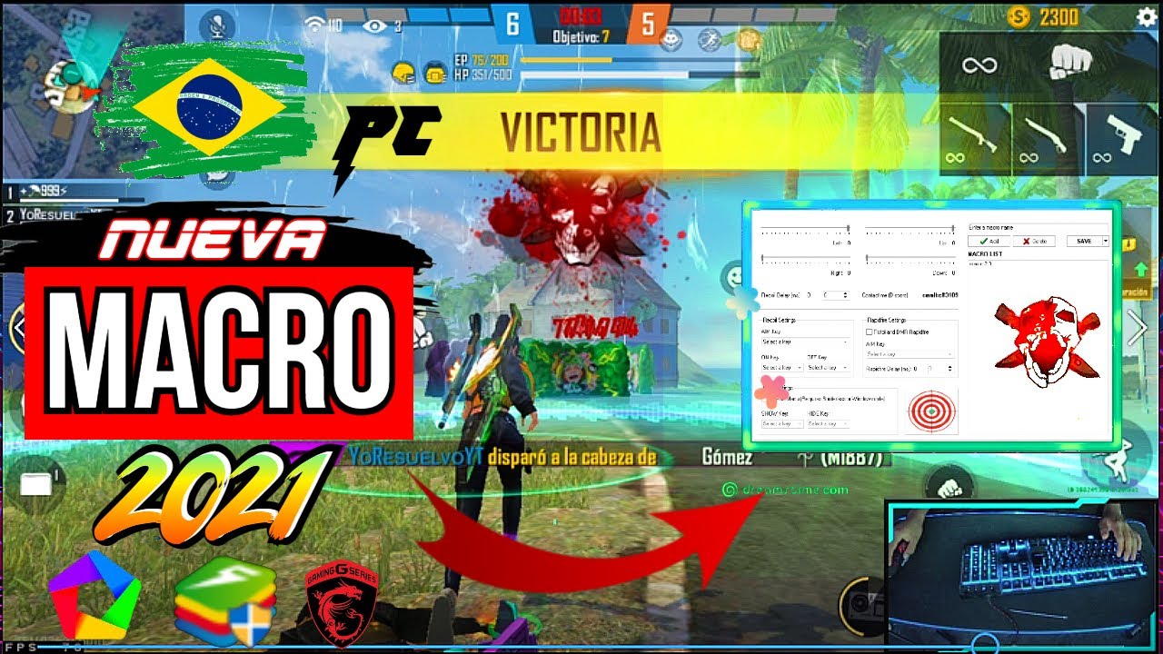 ✅EL MEJOR MACRO para SUBIR MIRA en FREE FIRE PC CUALQUIER EMULADOR. BLUESTACKS, MEMU PLAY MSI