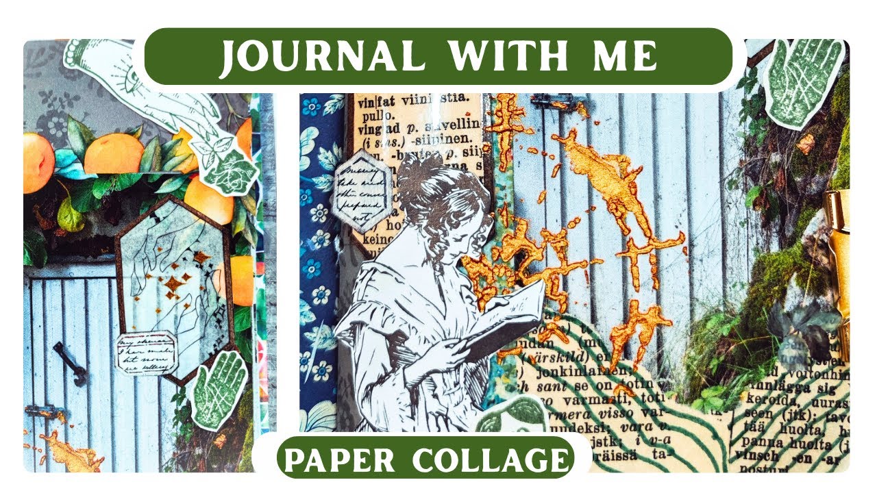 🌿 Summery Witchy Paper Collage Journal Spread | Mixed Media Journaling & Paper Craft Inspiration 🔮