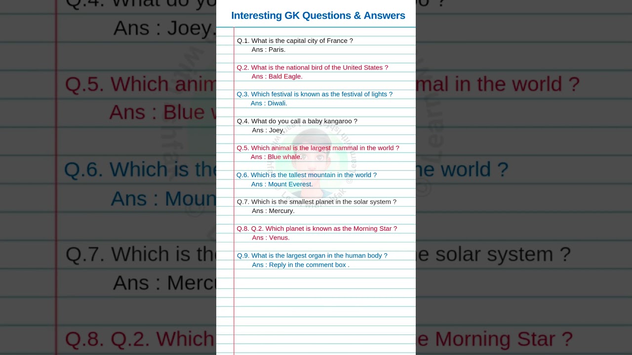 Interesting GK Questions and Answers in English | GK Questions in English short 